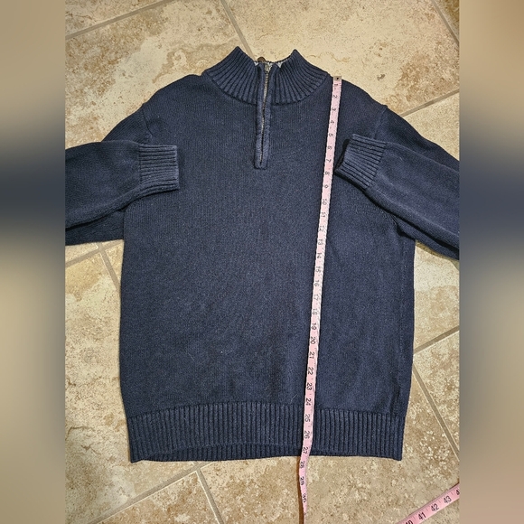 L.L. BEAN Quarter Zip Sweater Men Medium Navy Blue Classic Preppy Casual Hiking - Picture 6 of 6